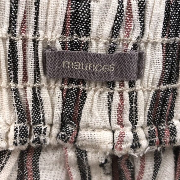 Maurices Womens Pants Medium Striped Wide-Leg Linen Blend Pull On Casual Travel - Picture 3 of 12